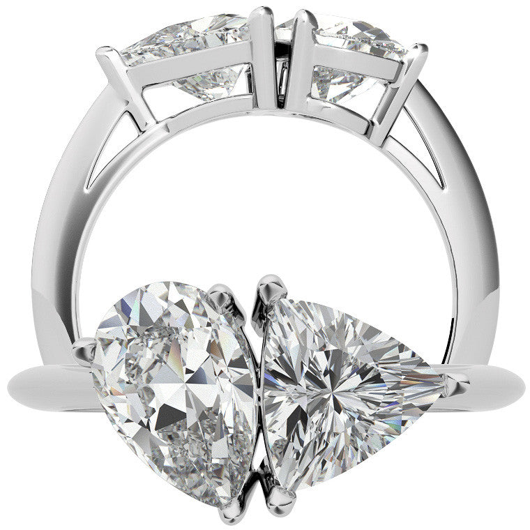 Unique Pear and Trillion Two-Stone Moissanite Engagement Ring