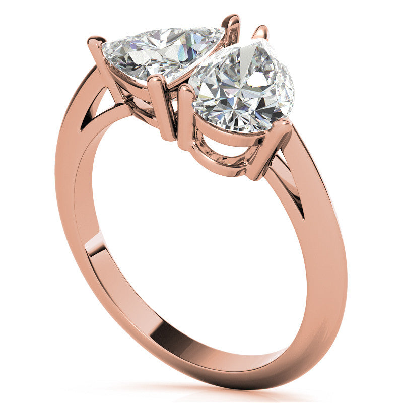 Unique Pear and Trillion Two-Stone Moissanite Engagement Ring