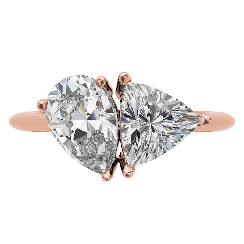 Unique Pear and Trillion Two-Stone Moissanite Engagement Ring