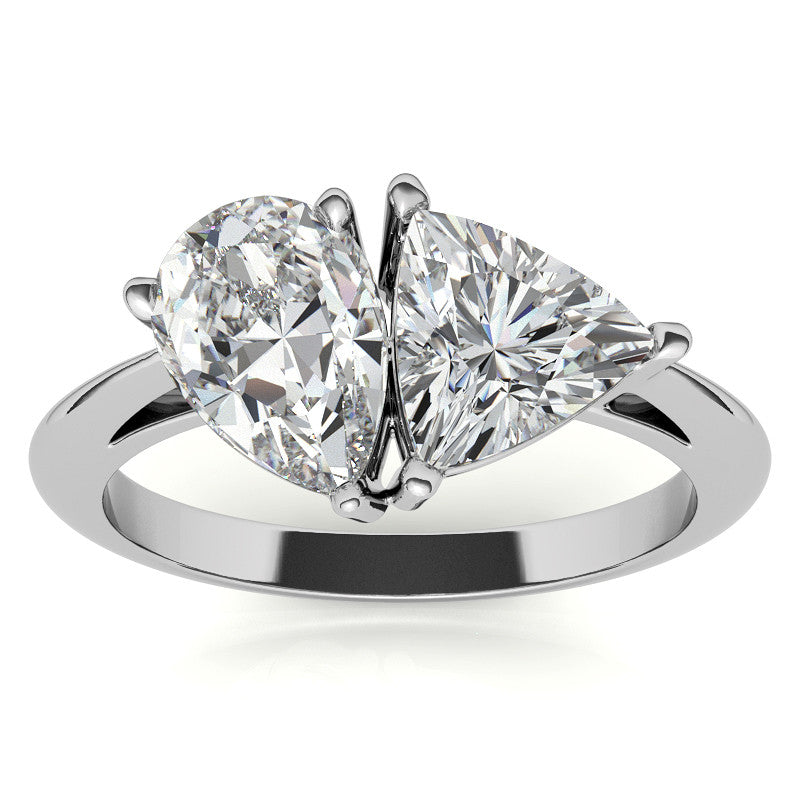 Unique Pear and Trillion Two-Stone Moissanite Engagement Ring