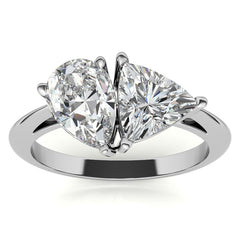 Unique Pear and Trillion Two-Stone Moissanite Engagement Ring
