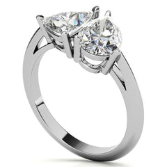 Unique Pear and Trillion Two-Stone Moissanite Engagement Ring