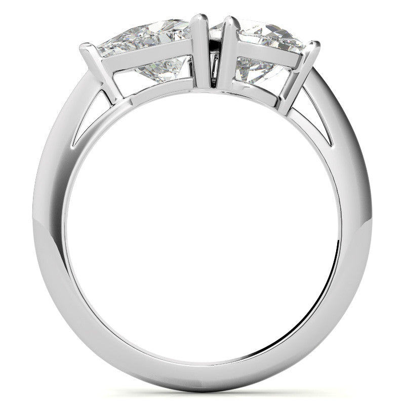Unique Pear and Trillion Two-Stone Moissanite Engagement Ring
