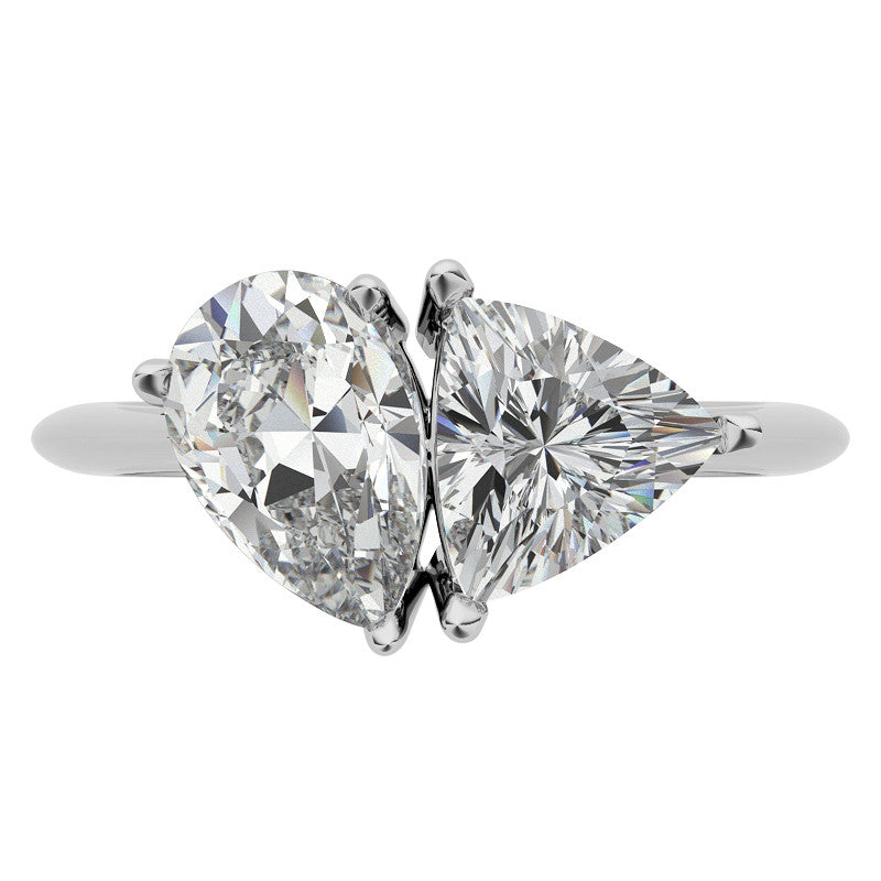 Unique Pear and Trillion Two-Stone Moissanite Engagement Ring