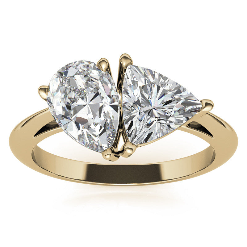 Unique Pear and Trillion Two-Stone Moissanite Engagement Ring