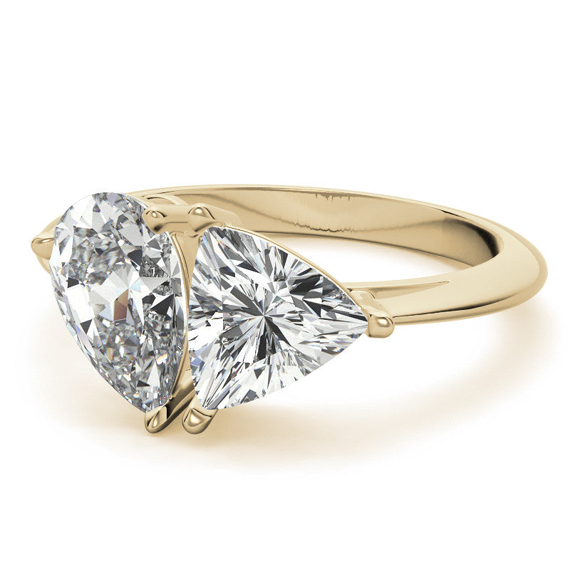 Unique Pear and Trillion Two-Stone Moissanite Engagement Ring