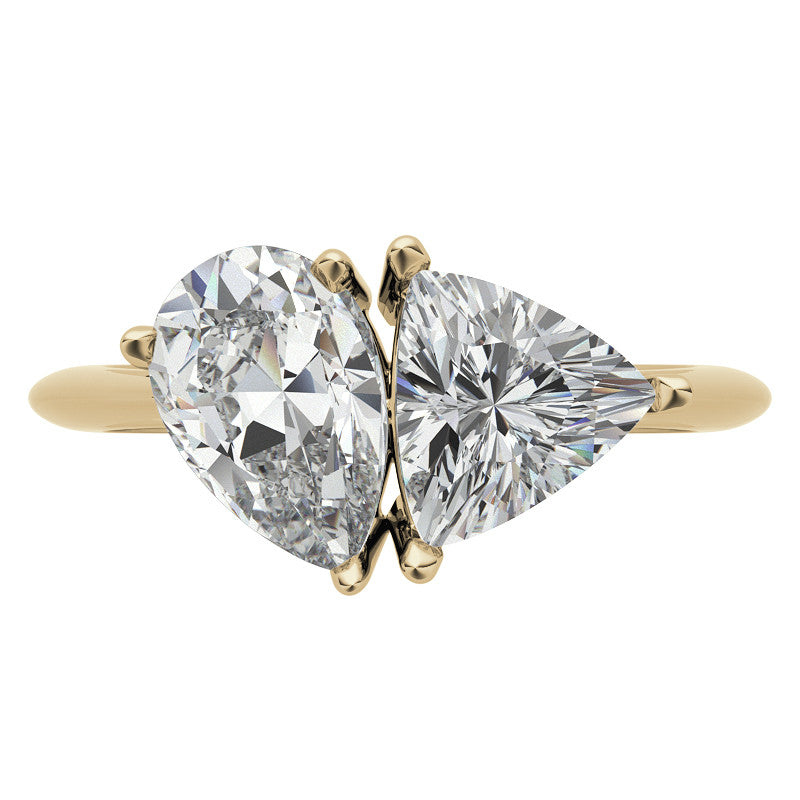 Unique Pear and Trillion Two-Stone Moissanite Engagement Ring