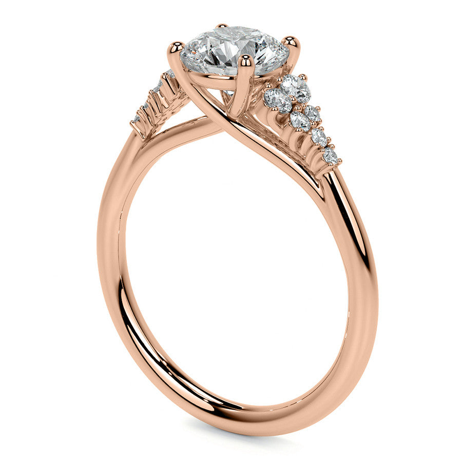 Round Trellis Cluster Cathedral Moissanite Engagement Ring