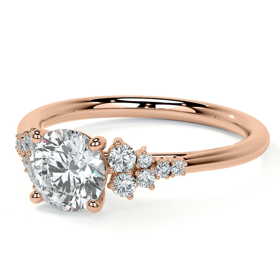 Round Trellis Cluster Cathedral Moissanite Engagement Ring