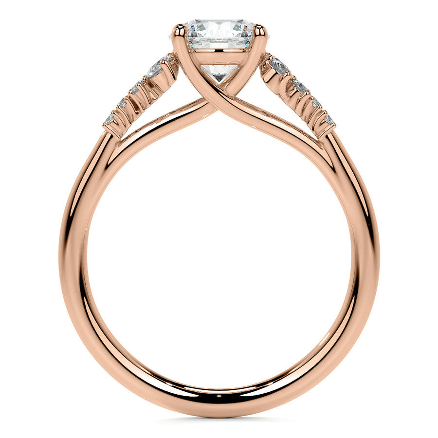 Round Trellis Cluster Cathedral Moissanite Engagement Ring