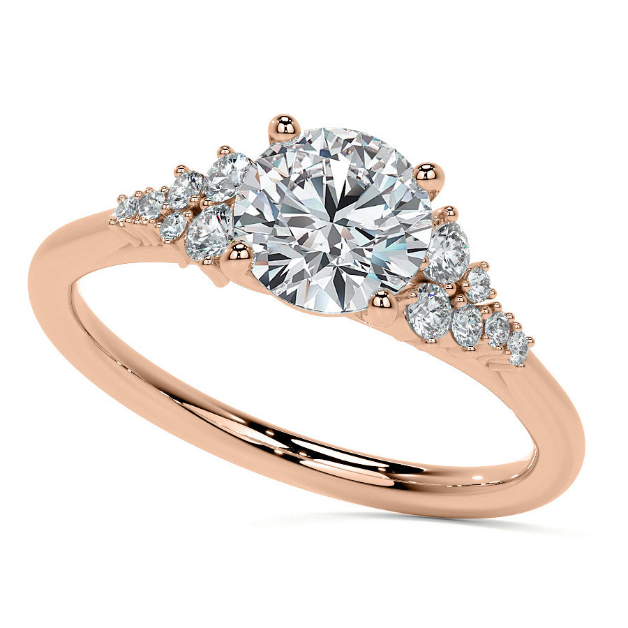 Round Trellis Cluster Cathedral Moissanite Engagement Ring