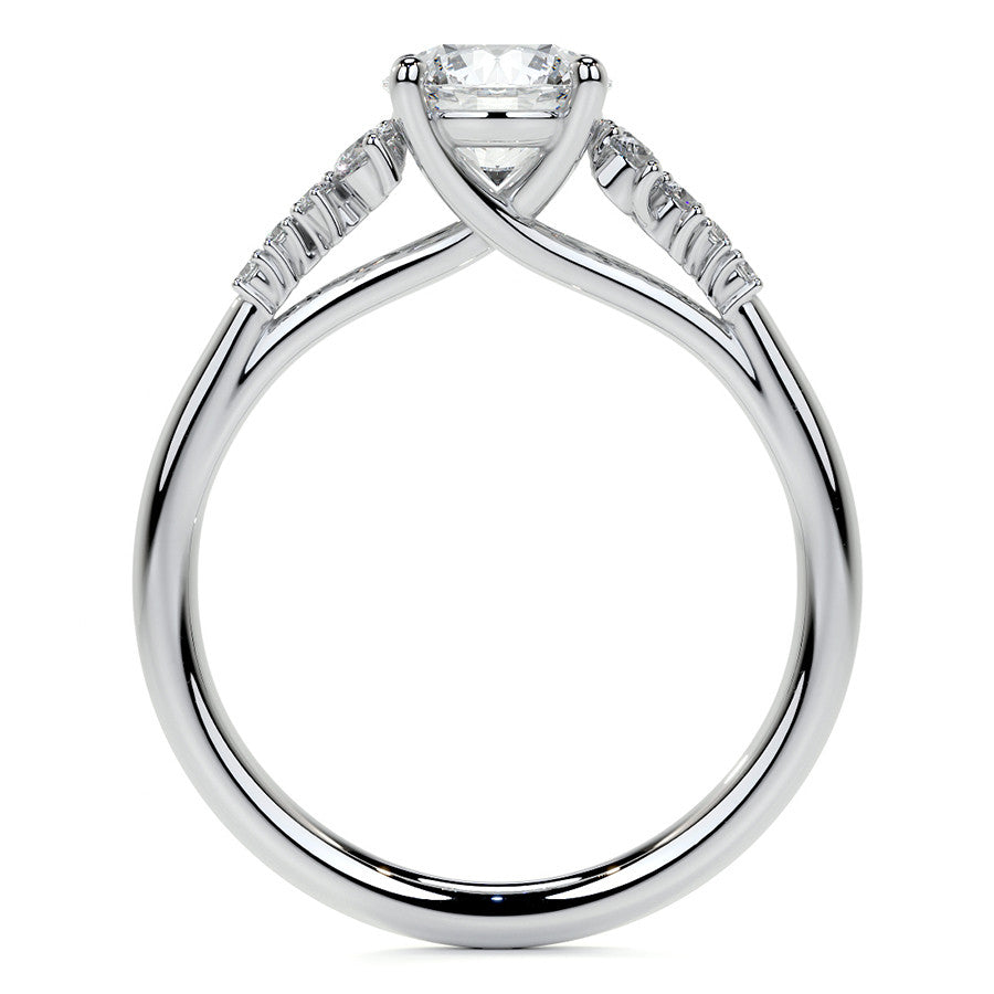 Round Trellis Cluster Cathedral Moissanite Engagement Ring