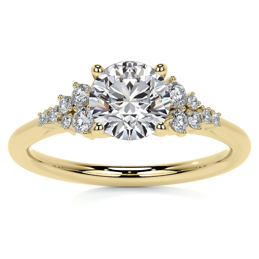 Round Trellis Cluster Cathedral Moissanite Engagement Ring
