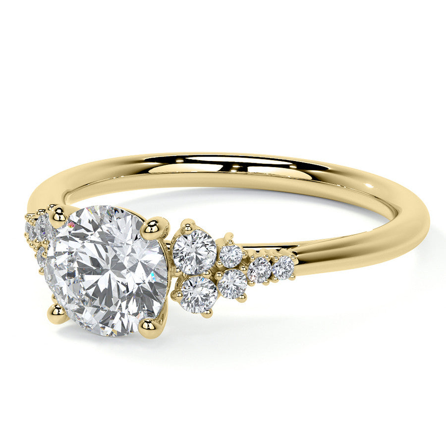 Round Trellis Cluster Cathedral Moissanite Engagement Ring