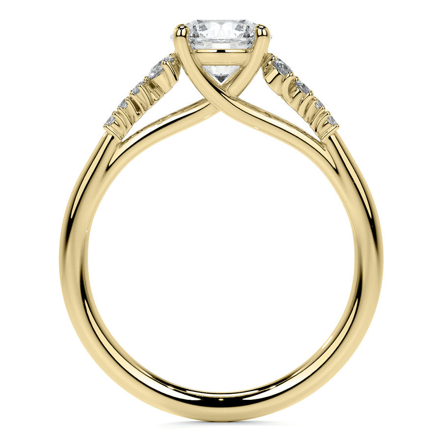 Round Trellis Cluster Cathedral Moissanite Engagement Ring