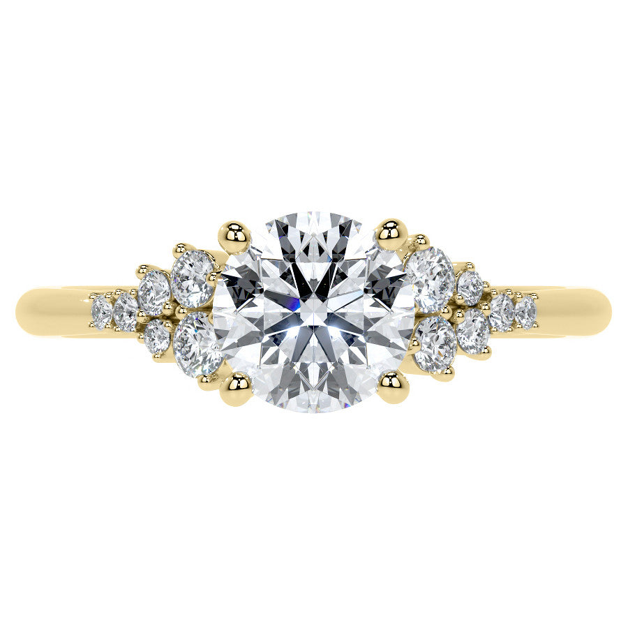 Round Trellis Cluster Cathedral Moissanite Engagement Ring
