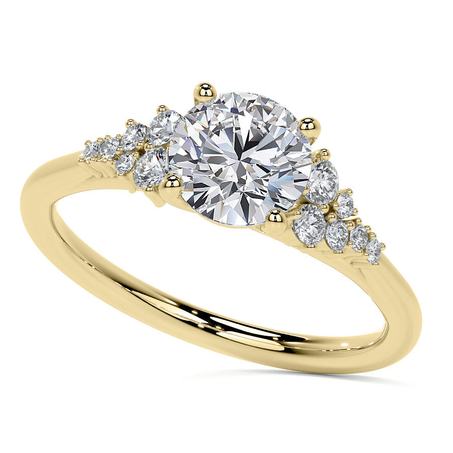 Round Trellis Cluster Cathedral Moissanite Engagement Ring