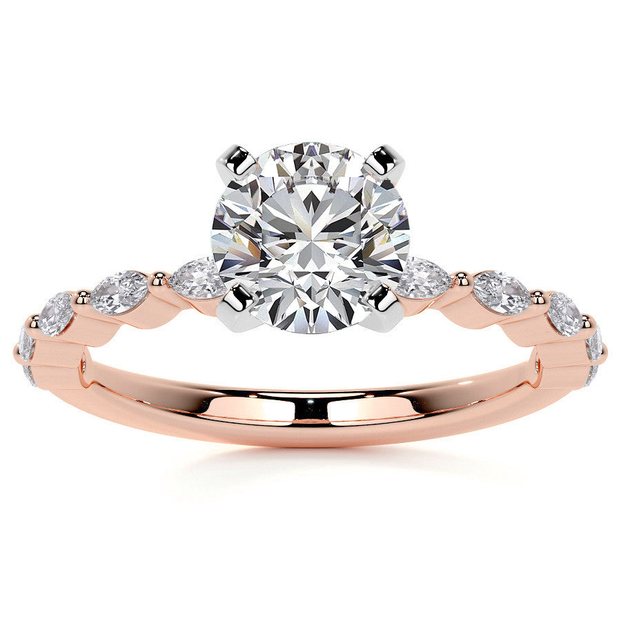 3x1.5mm Single Prong Marquise Moissanite Engagement Ring