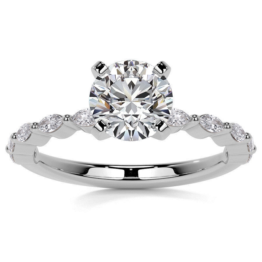 3x1.5mm Single Prong Marquise Moissanite Engagement Ring