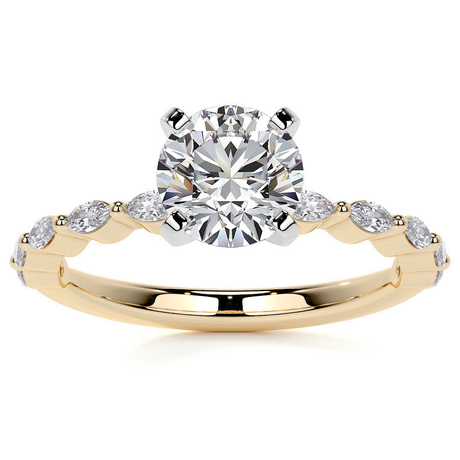 3x1.5mm Single Prong Marquise Moissanite Engagement Ring