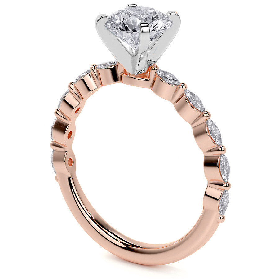 3x1.5mm Single Prong Marquise Moissanite Engagement Ring