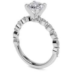 3x1.5mm Single Prong Marquise Moissanite Engagement Ring