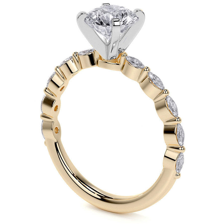 3x1.5mm Single Prong Marquise Moissanite Engagement Ring