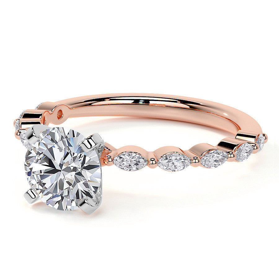 3x1.5mm Single Prong Marquise Moissanite Engagement Ring