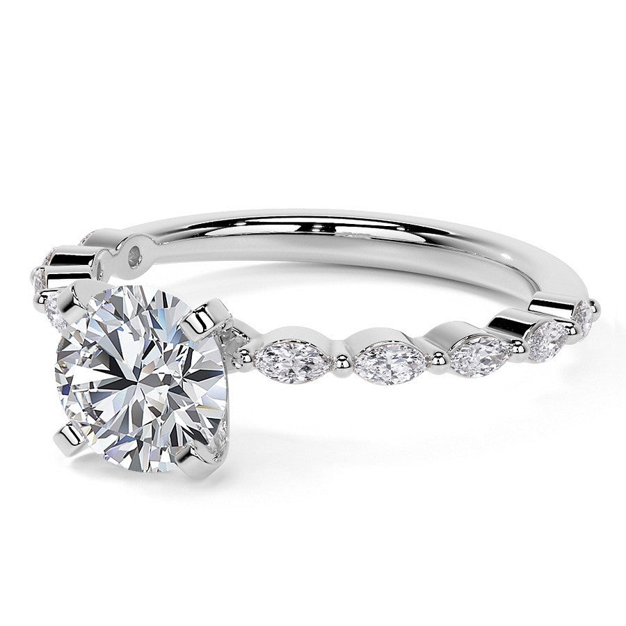 3x1.5mm Single Prong Marquise Moissanite Engagement Ring