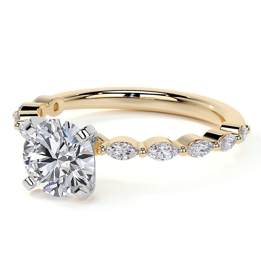 3x1.5mm Single Prong Marquise Moissanite Engagement Ring