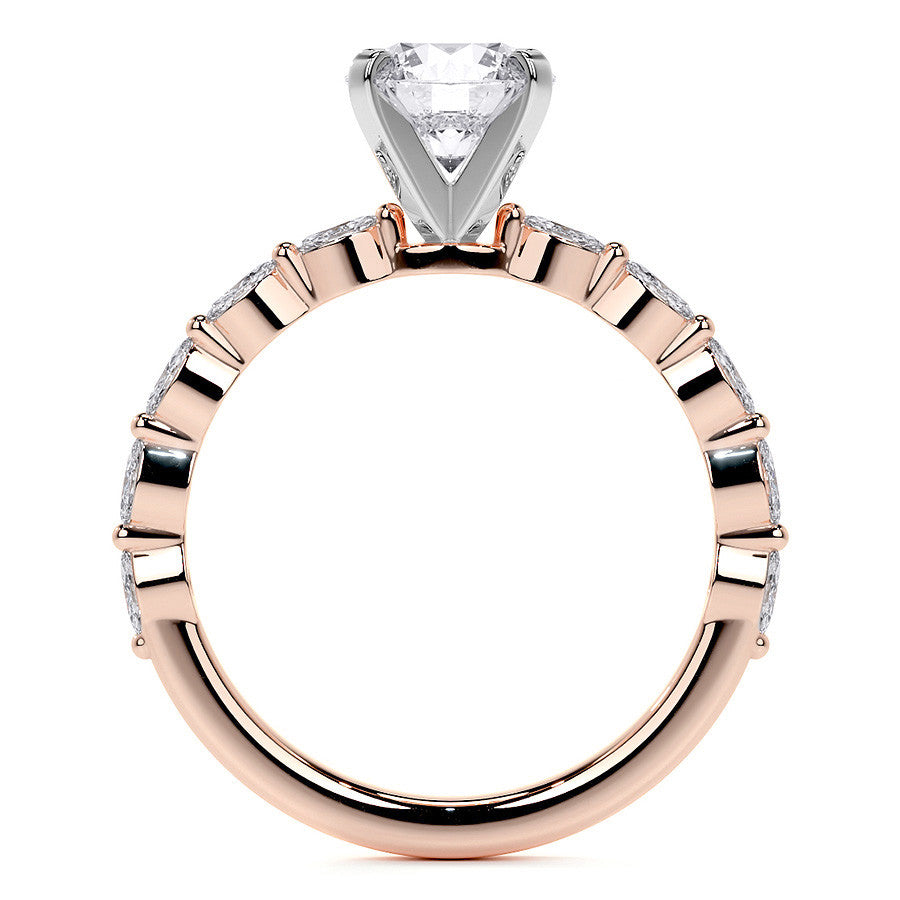 3x1.5mm Single Prong Marquise Moissanite Engagement Ring