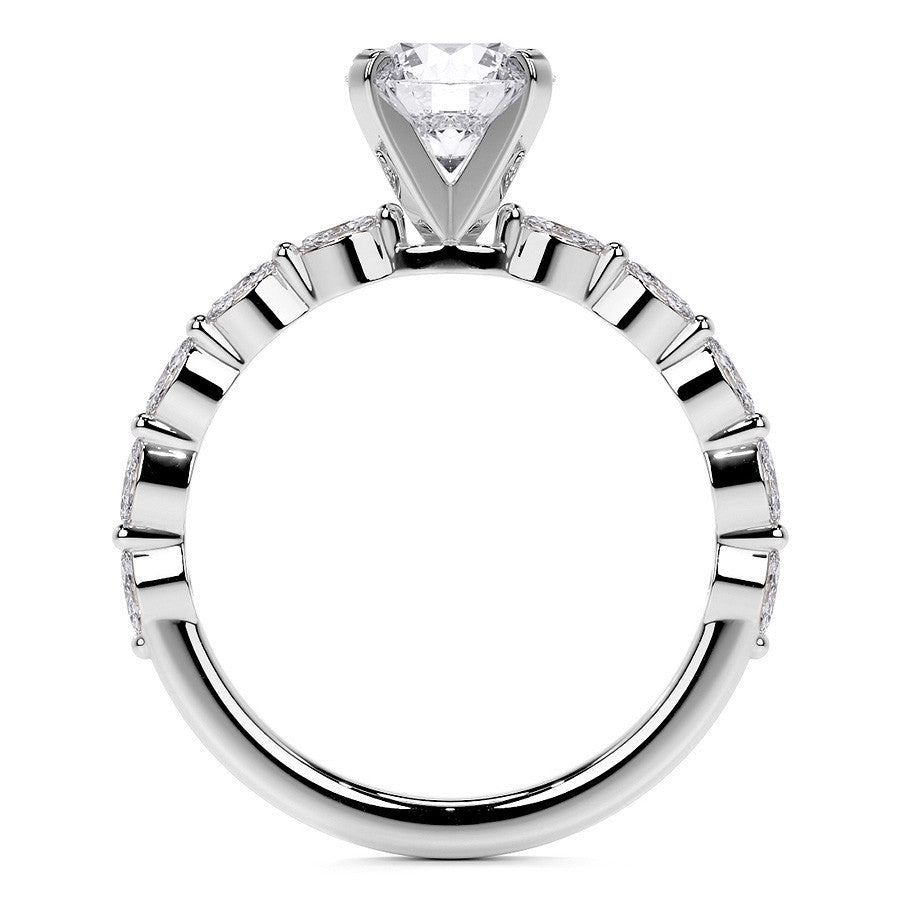 3x1.5mm Single Prong Marquise Moissanite Engagement Ring