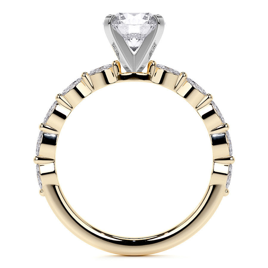 3x1.5mm Single Prong Marquise Moissanite Engagement Ring