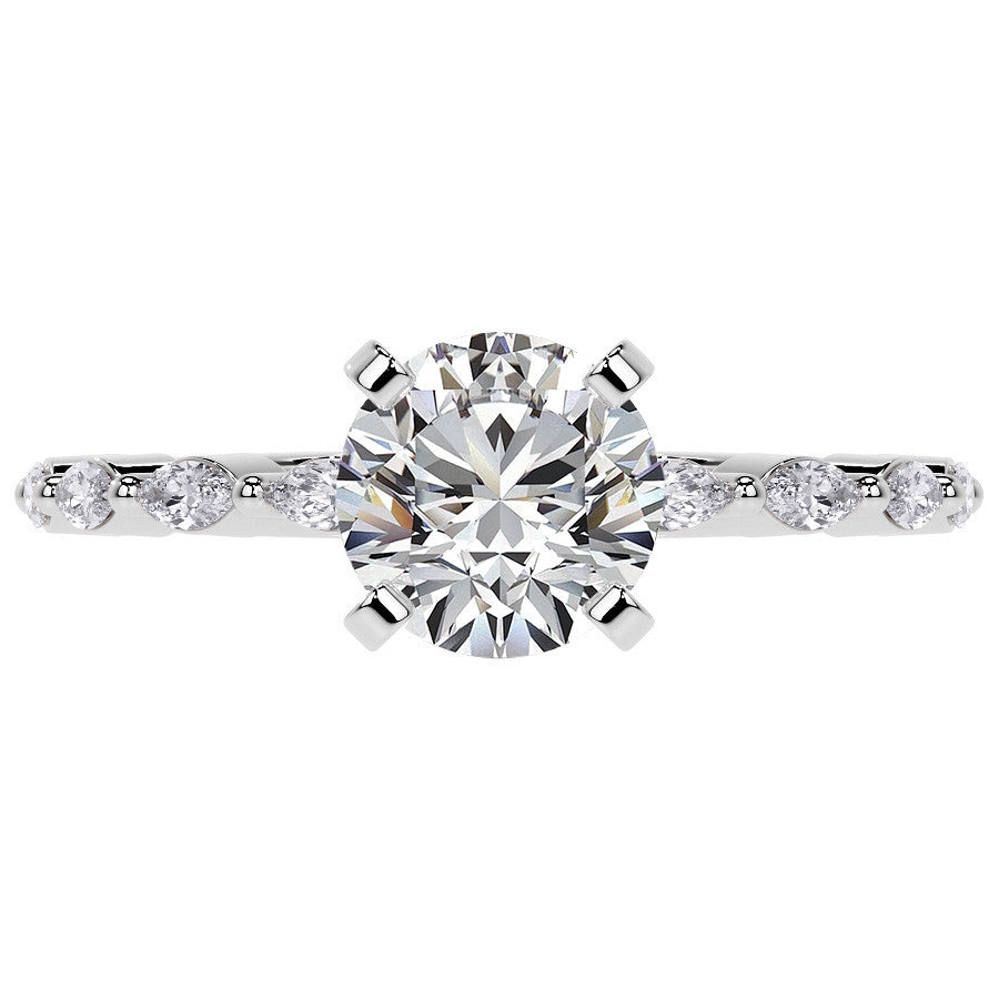 3x1.5mm Single Prong Marquise Moissanite Engagement Ring