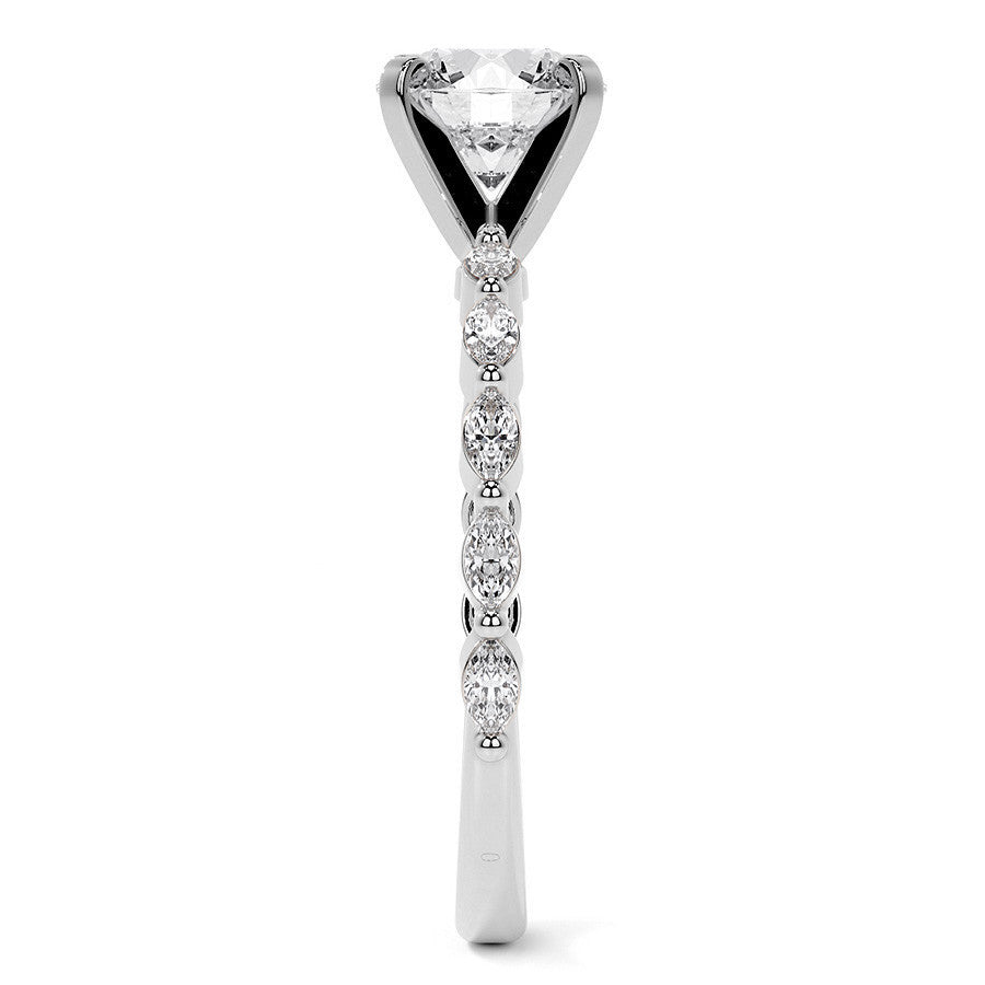 3x1.5mm Single Prong Marquise Moissanite Engagement Ring