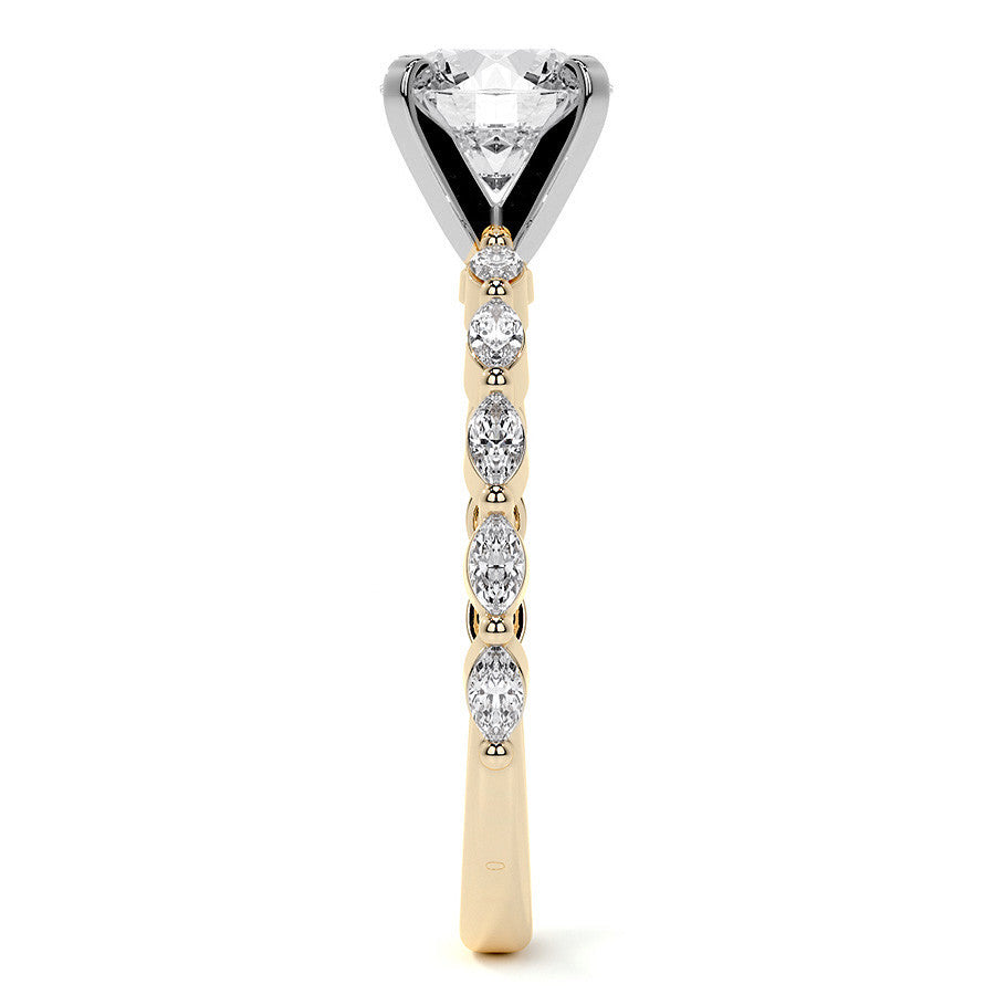 3x1.5mm Single Prong Marquise Moissanite Engagement Ring