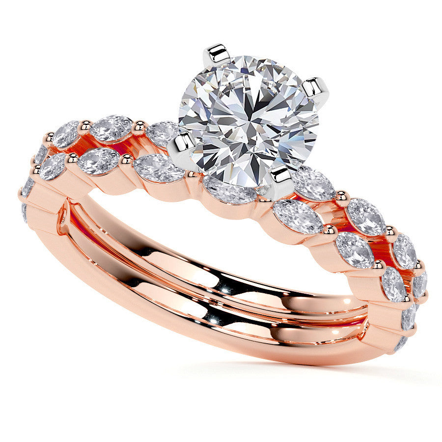 3x1.5mm Single Prong Marquise Moissanite Engagement Ring