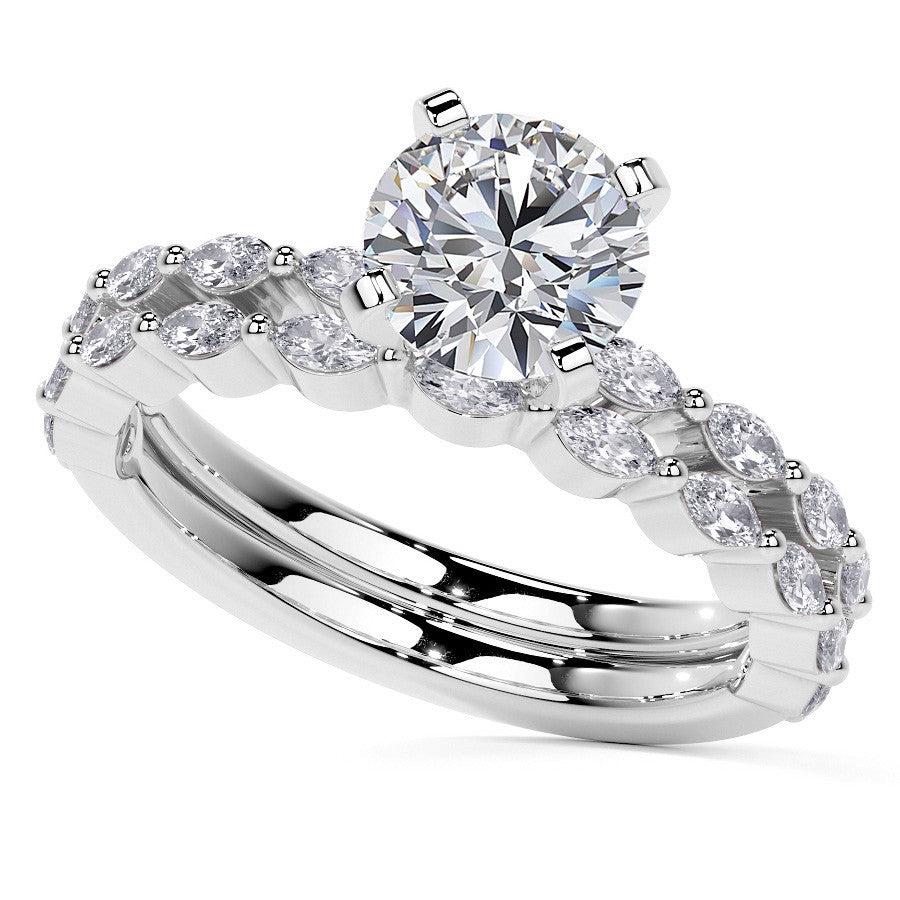 3x1.5mm Single Prong Marquise Moissanite Engagement Ring