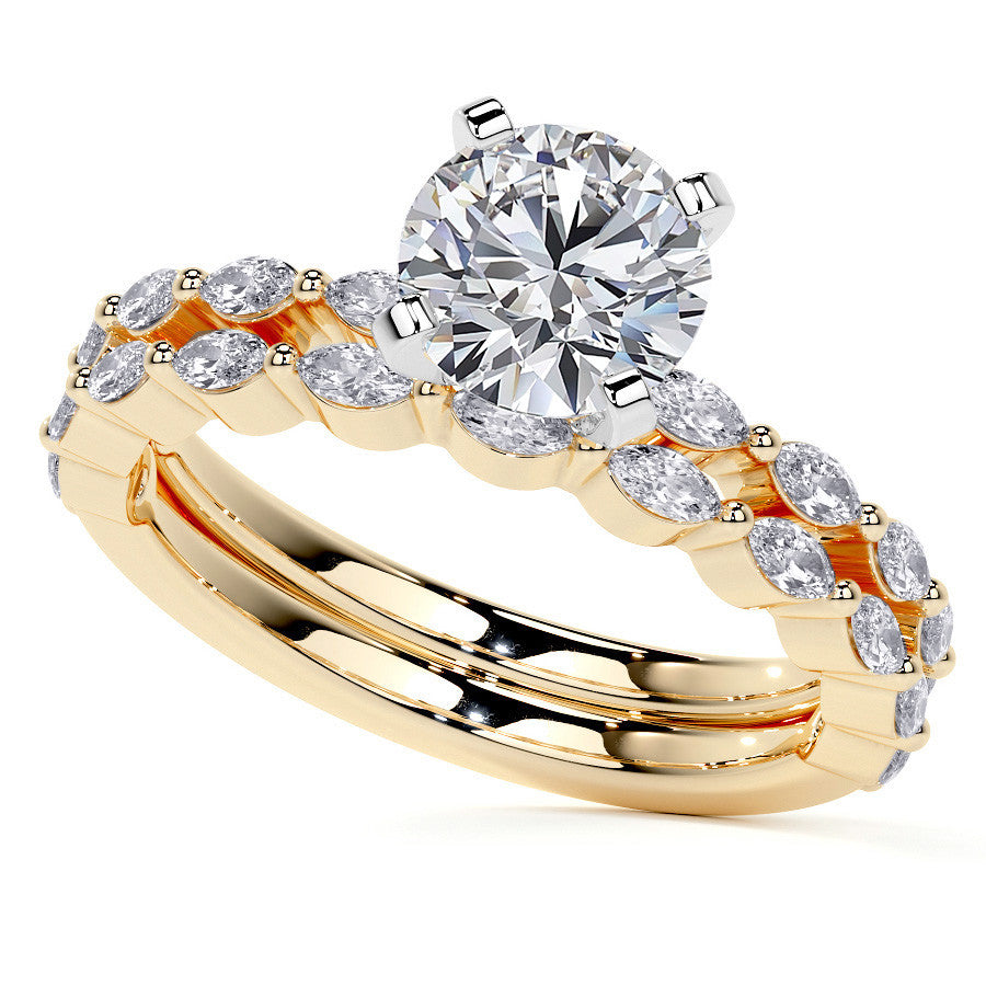 3x1.5mm Single Prong Marquise Moissanite Engagement Ring