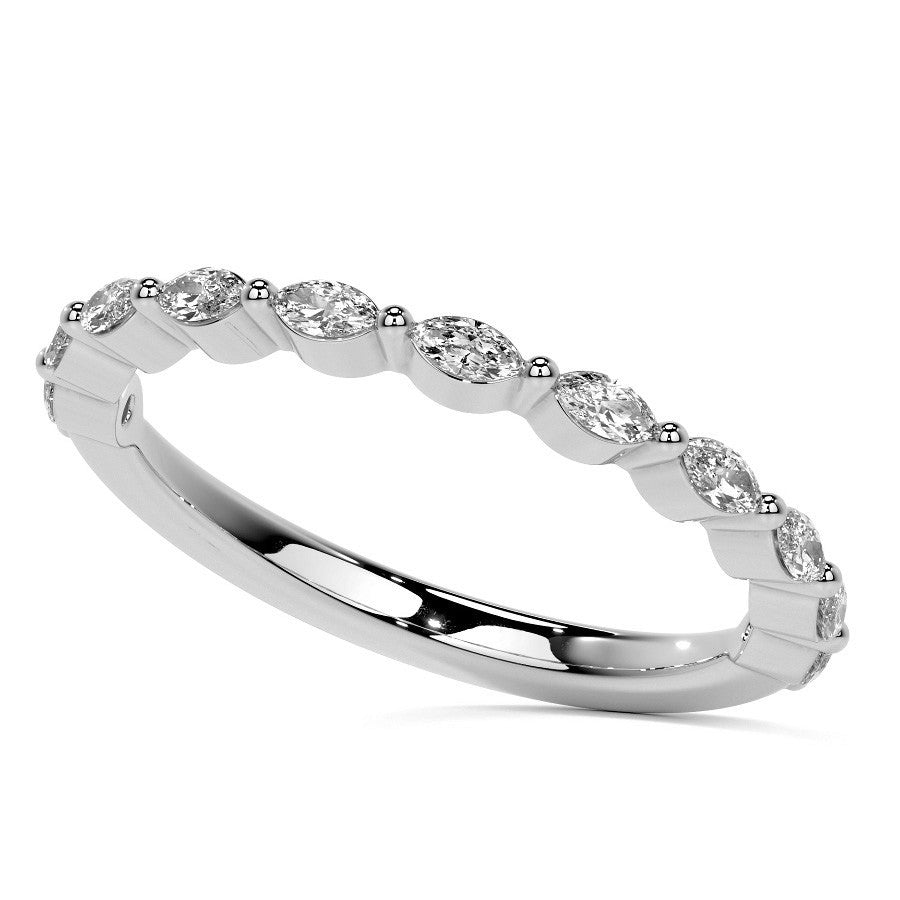 3x1.5mm Single Prong Marquise Moissanite Engagement Ring