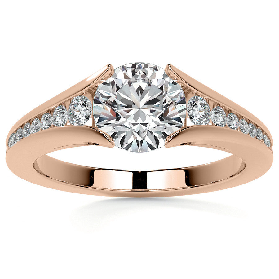 Round Tension Cathedral Moissanite Engagement Ring