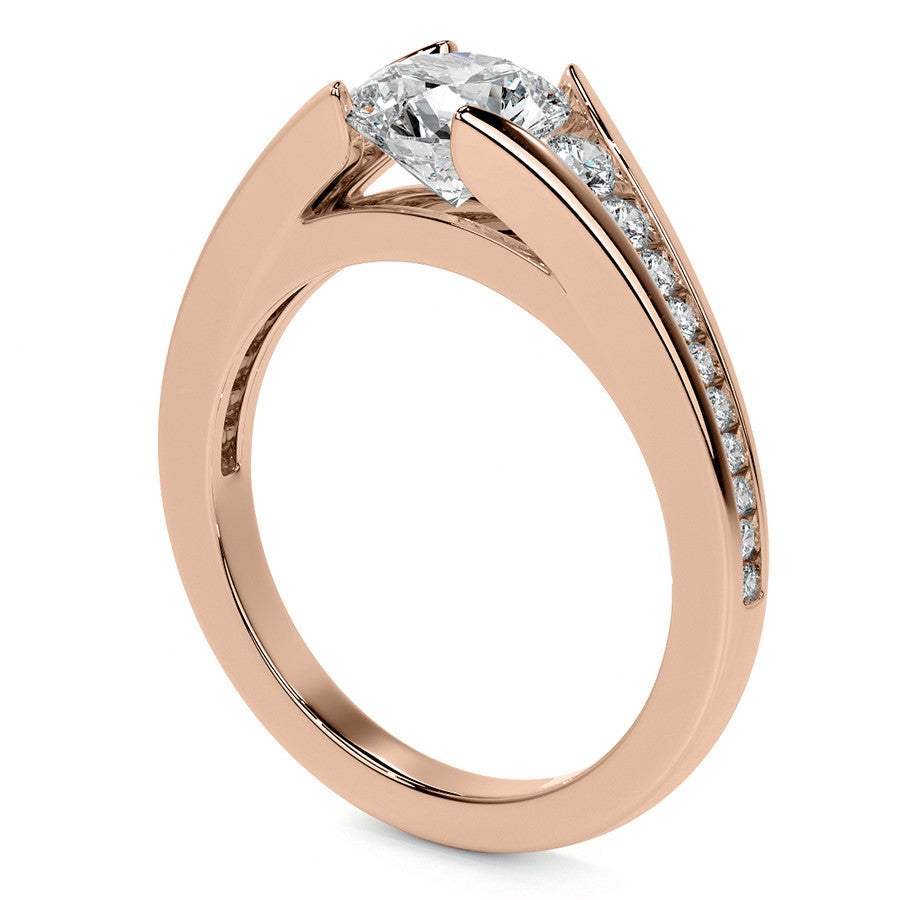 Round Tension Cathedral Moissanite Engagement Ring