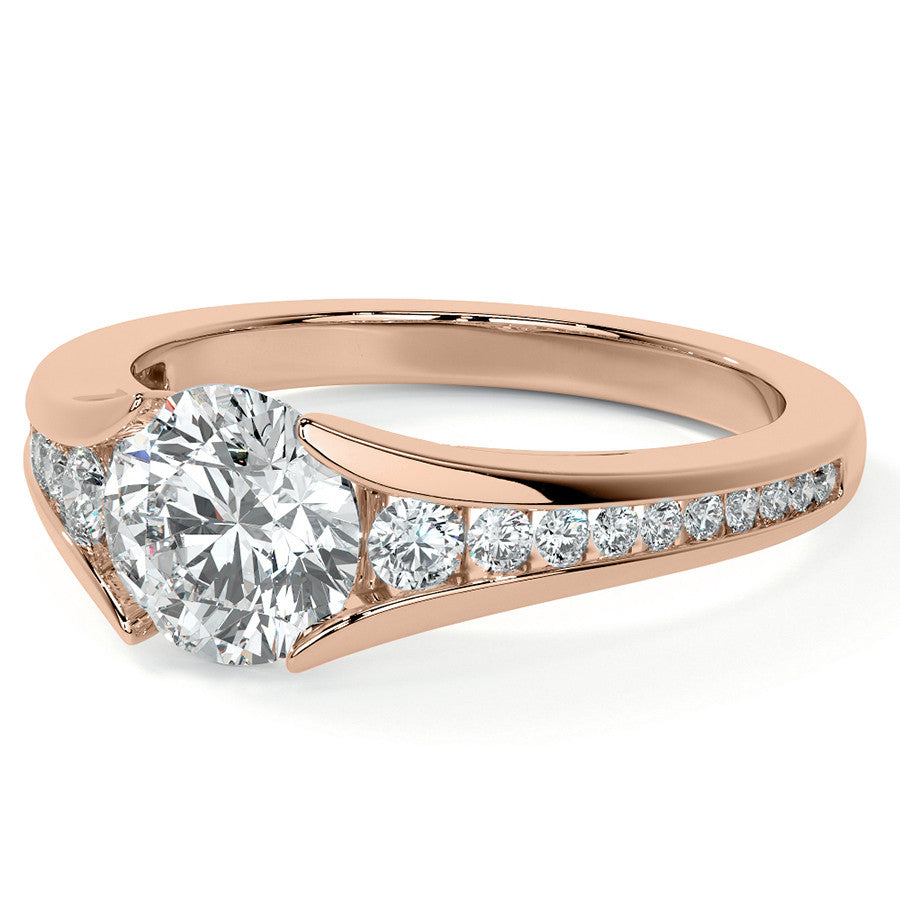 Round Tension Cathedral Moissanite Engagement Ring