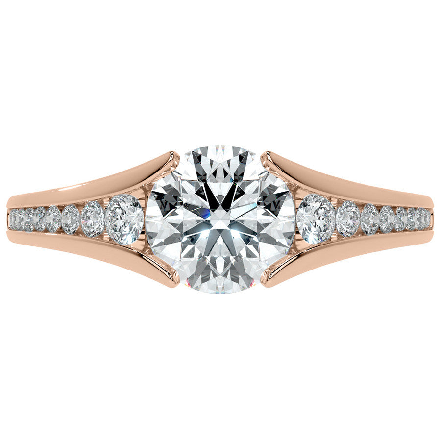 Round Tension Cathedral Moissanite Engagement Ring