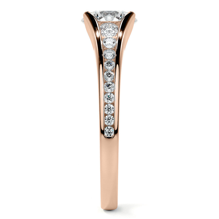 Round Tension Cathedral Moissanite Engagement Ring