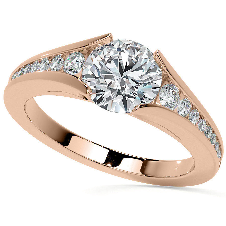 Round Tension Cathedral Moissanite Engagement Ring