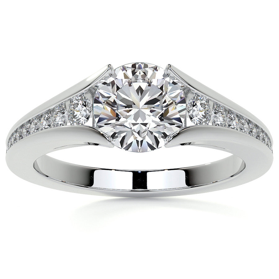 Round Tension Cathedral Moissanite Engagement Ring