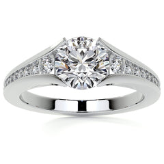 Round Tension Cathedral Moissanite Engagement Ring