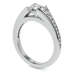 Round Tension Cathedral Moissanite Engagement Ring
