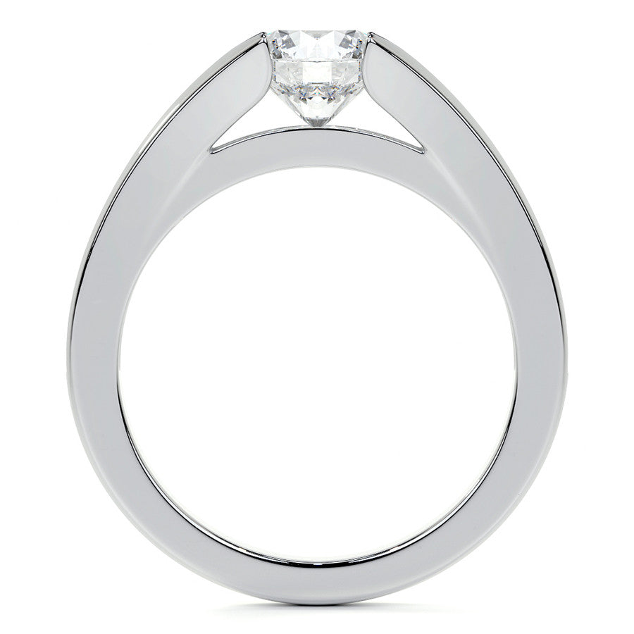 Round Tension Cathedral Moissanite Engagement Ring